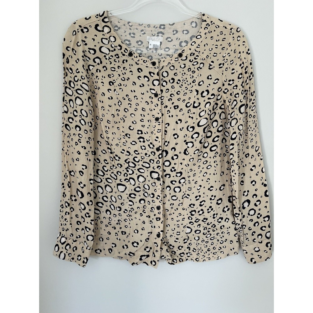 Urban Outfitters Cooperative Women's Small Leopard Print Long Sleeve Blouse Top